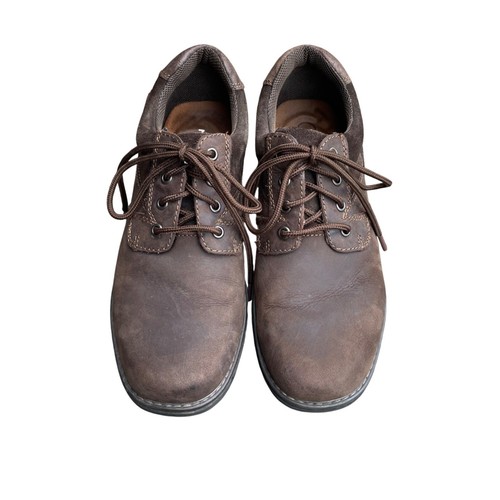 Nunn Bush Men's Brown Leather Plain Toe Oxford Casual Shoes Size 8.5 Memory Foam