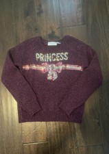 The Childrens Place Glitter Sequin Burgundy Pullover Sweater Kids Size 5/6