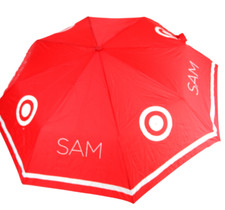 SAM BRIGHT RED WHITE NYLON FOLDING UMBRELLA
