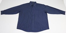 Arrow Dark Blue Striped Button Down Dress Shirt 18-34/35 XXLarge
