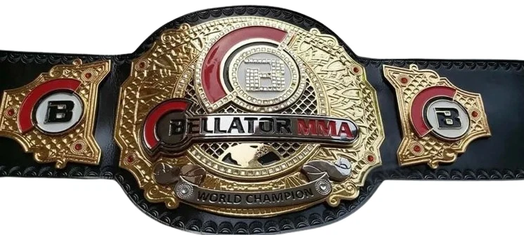 Cinturón de cuero Bellator MMA Campeonato Mundial Peso Pesado 4 MM placas réplica Foto 2 de 2