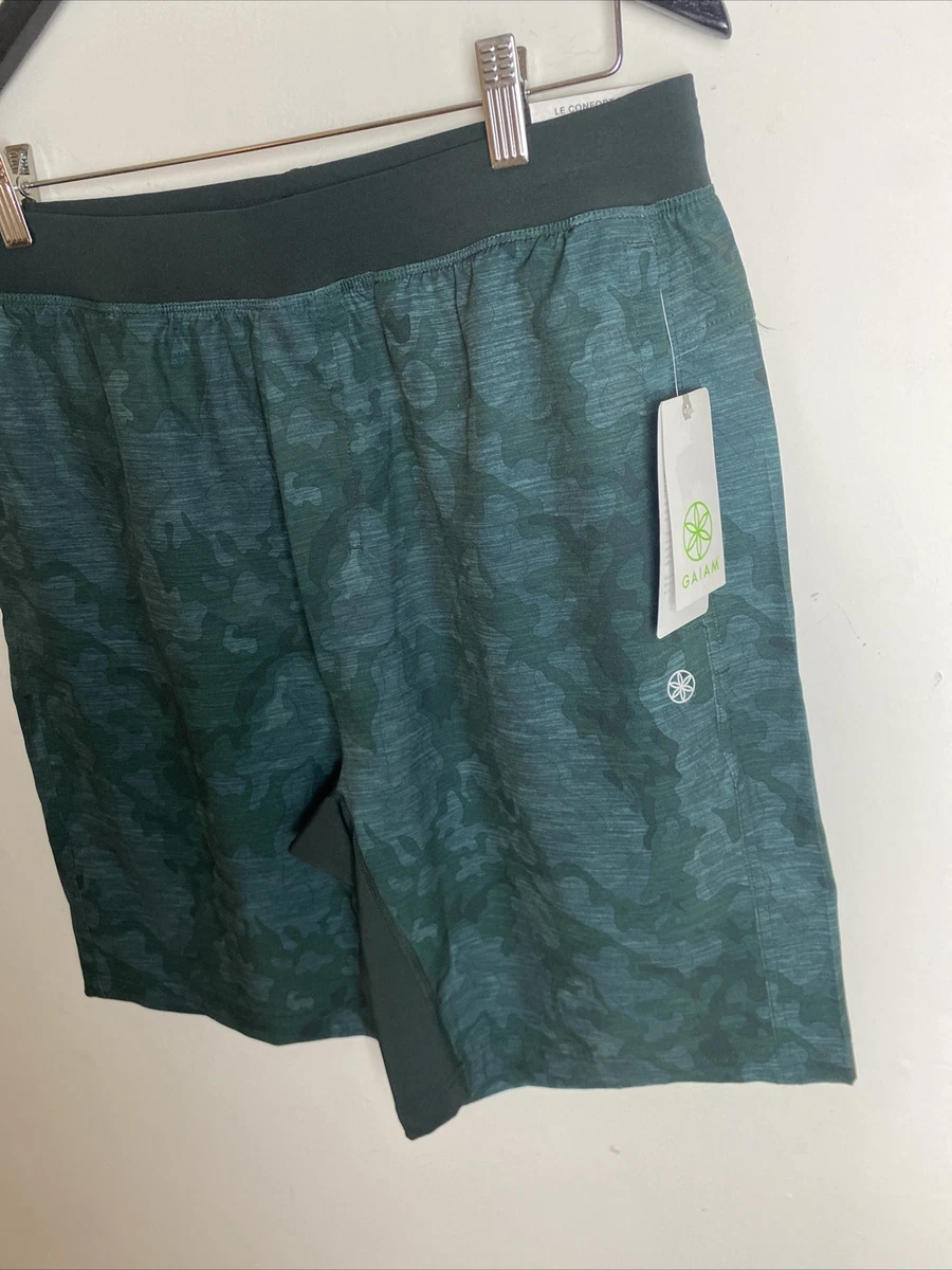 Gaiam Mens Yoga Athletic Gym Shorts Warrior Pine Grove Camo Medium