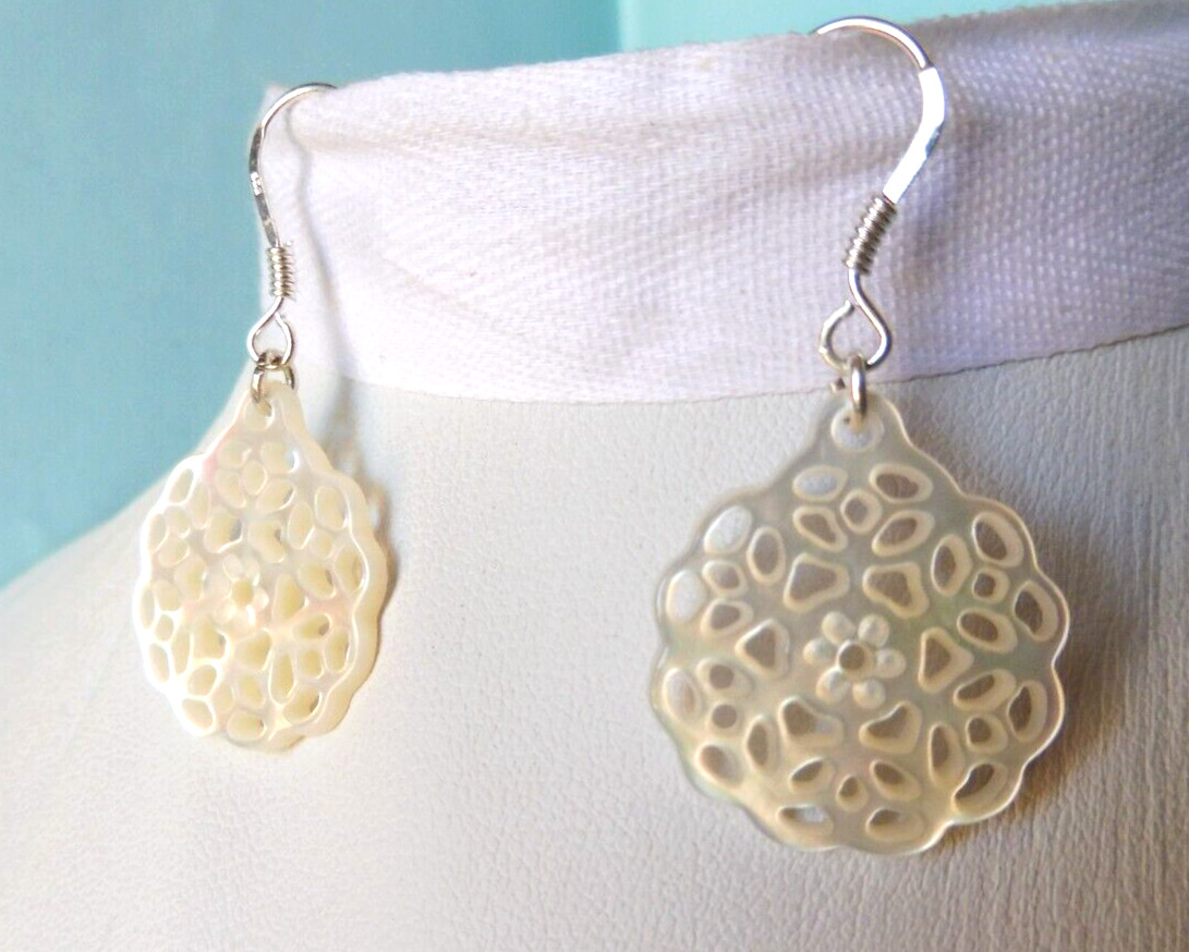 Boucles d'oreilles nacre véritable argent massif cadeau idéal anniversaire