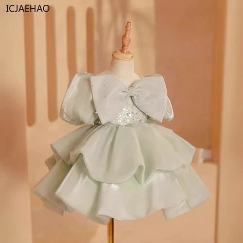 Girl Elegant Ball Gown Tutu Dress Party Clothes Green Gown Kids Children Costume - Picture 3 of 13