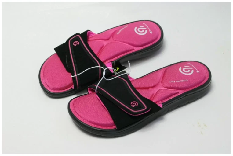CHAMPION YOUTH GIRLS CUSHION FIT SLIDE SANDAL PINK BLACK CHECK