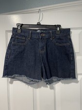 Old Navy Women's Size 6 The Flirt Jean Shorts Dark Wash Frayed Hem EUC