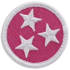 Pink Tennessee Tristar Patch - 2" Round Embroidered Patch