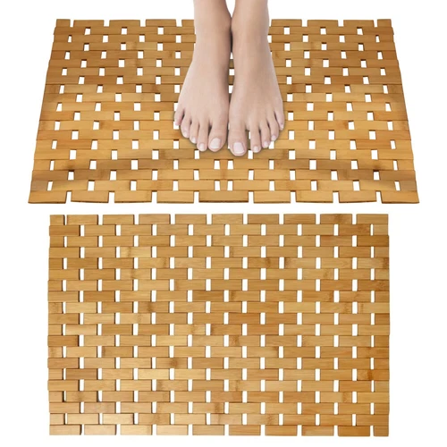 Rectangular Bamboo Floor Mat Bathroom Floor Non Wood Slip Non-Slip Rug Wooden