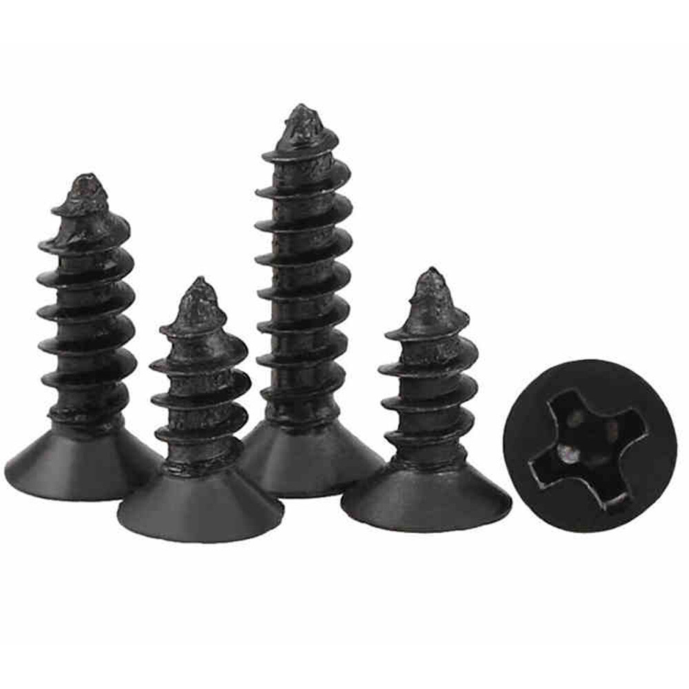 M1M3 Countersunk/Flat Head Phillips SelfTapping Screws Black Zinc Wood Screw eBay