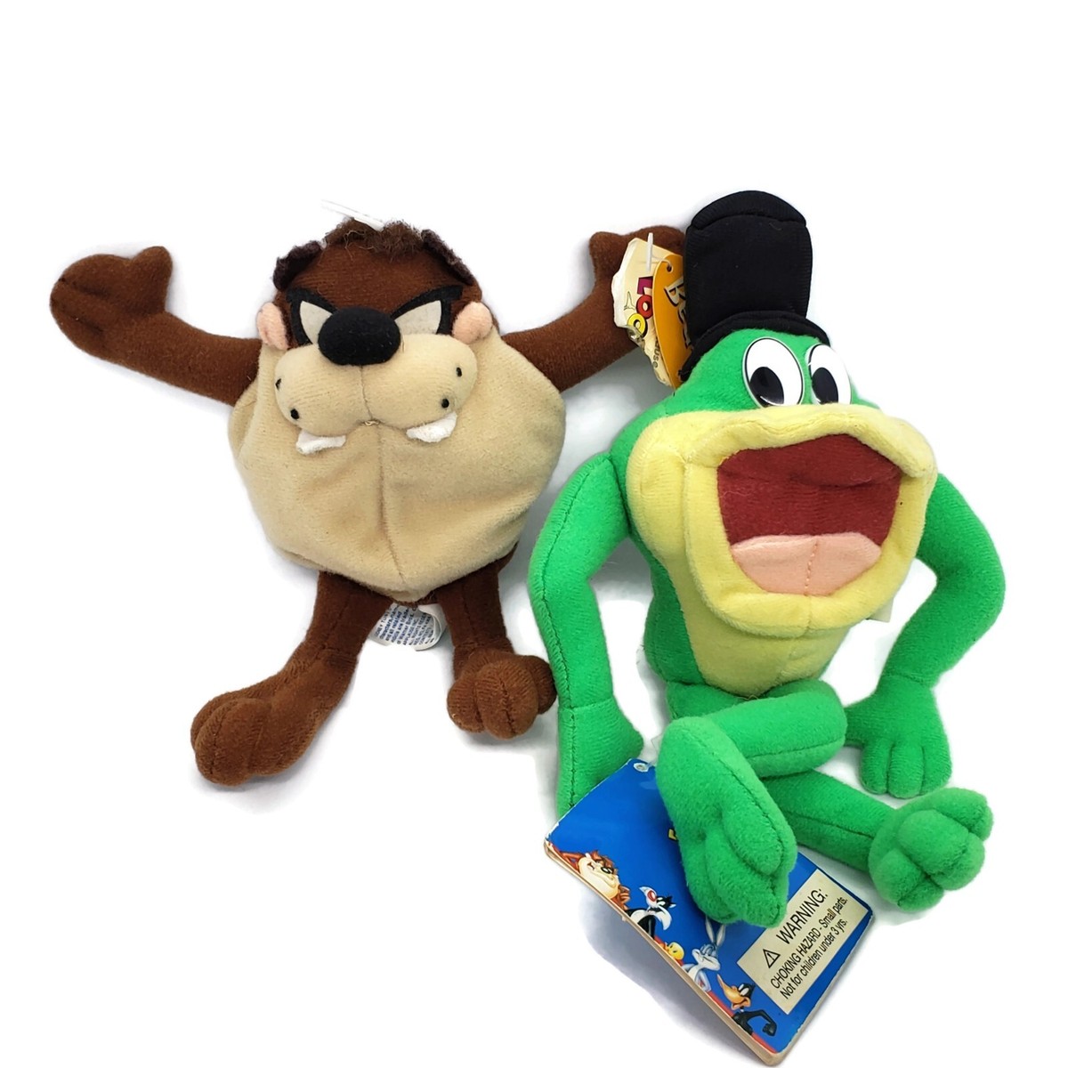 2 Vintage 90s Looney Tunes Bean Bag Plush Toys Taz Michigan J Frog