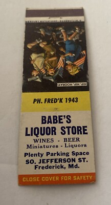 Vintage Matchbook Cover Matchcover Babe s Liquor Store Frederick MD