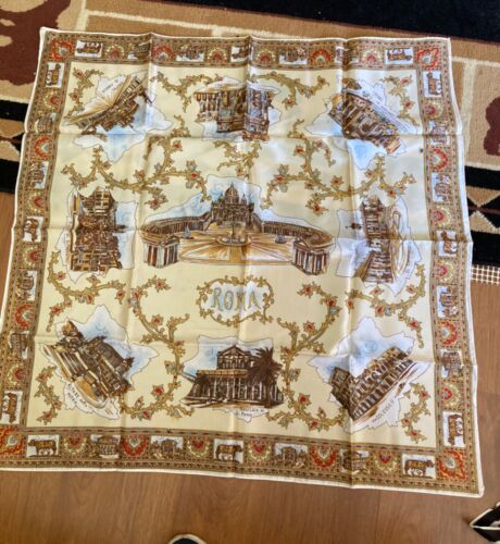 Vintage Roma Rome Italy Souvenir SCARF 1970's