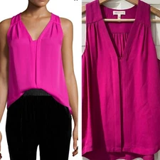 Rebecca Taylor Perry Shirred Silk Top, Orchid Pink Size 0 Blouse Tank