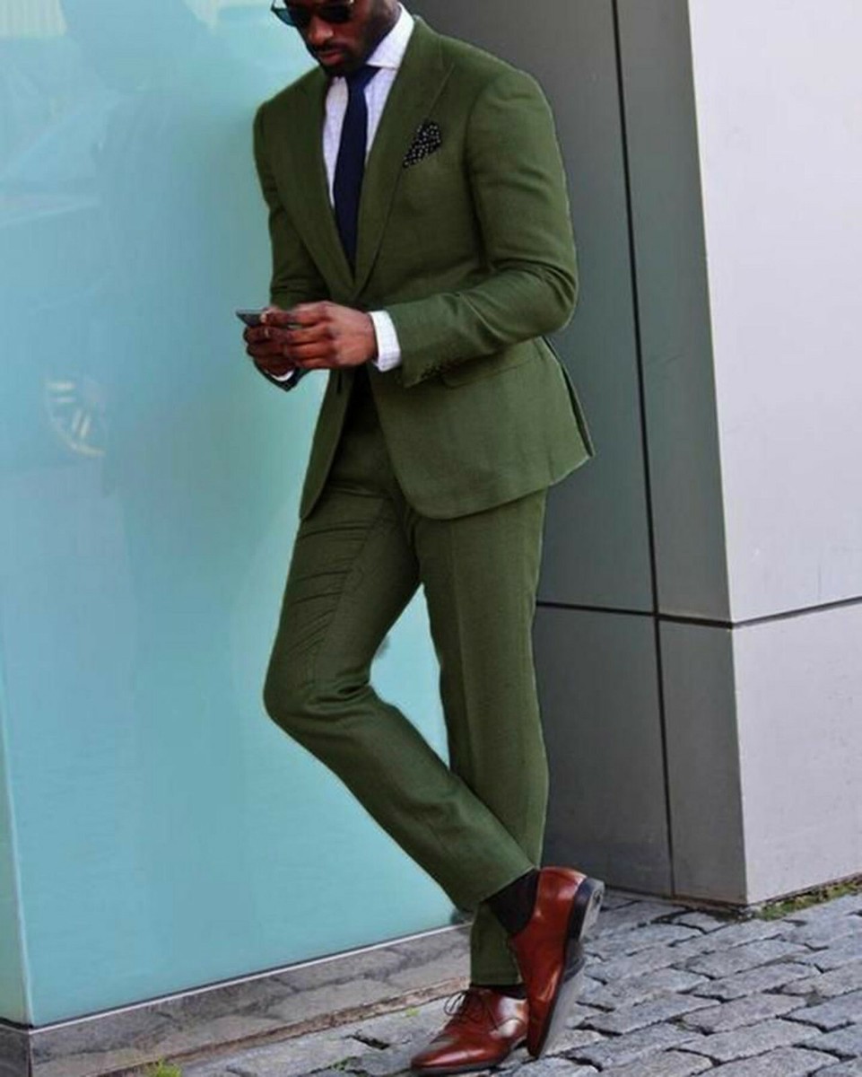 Men Green Suits Designer Grooms Wedding Stylish Dinner Party Suits - Main Image