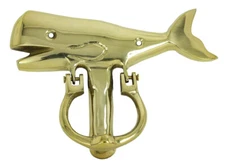 Decorative Whale Hardware Door Knocker Polished Brass Beach House Sea