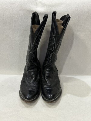 Larry Mahan Black Ostrich Boots VTG Larry Mahan Men main image 4