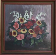 Art Deco Stillleben um 1930 A. Drescher signiert Ölgemälde 79 x 78 cm