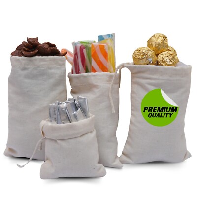 100% Cotton Reusable Produce Muslin Bags   Multipurpose Drawstring Storage Pouch