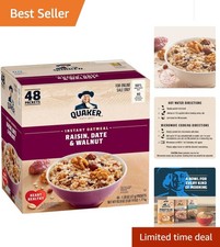 Instant Oatmeal Variety - Raisin, Date Walnut Flavor, 48 Individual Portions
