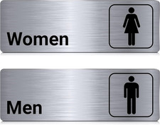 2 Pcs 9"x3" Men and Women Restroom Signs Bathroom Door Sign for Office Business