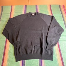 Vintage 1990s Jerzees Sweatshirt Mens XL Black Made in USA Blank Raglan BB70