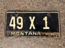 1957 1958 Montana License Plate Exempt # 49 X 1 Park County Low Number