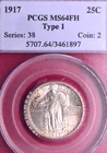 OLD SERIES HOLDER PCGS MS-64 FH FULL HEAD! 1917 TYPE 1 STANDING LIBERTY QUARTER
