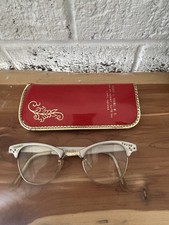 ArtCraft Vintage Silver Cat  Eye Eyeglasses Frames USA Rhinestones Red Gold Case