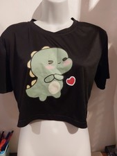 Shein.  Black Print Oversized Crop T-shirt.  Size XS (6)