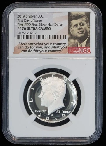 2019 S Kennedy Silver Half Dollar First Day Of Issue PF 70 ULTRA CAMEO NGC 50C