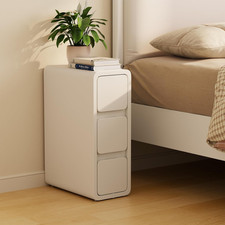Small Bedside Table, Narrow Bedside Cabinet with 3 Drawers，Pre-Assembled Slim Be