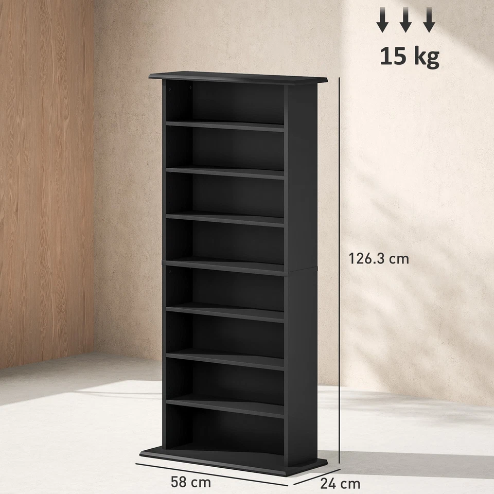 HOMCOM CD Storage Unit DVD Tower Blu-ray Storage Shelf for Living Room Black - Image 3 of 4