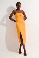 Karen Millen Bodycon Midi Dress UK10 in Orange RRP £219