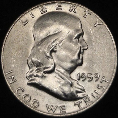 1959 Silver Benjamin Franklin Half Dollar - Choice Gem BU - Lustrous