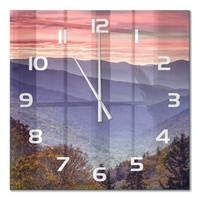 Minimalistische Glas-Wanduhr Berge Bei Sonnenuntergang WeißE Zeiger 60X60 Cm