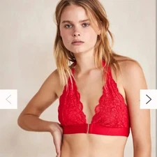 NWT $96 SET OF 2 HAH Groupie Lace Halter Neck Bralettes Siren Red MEDIUM