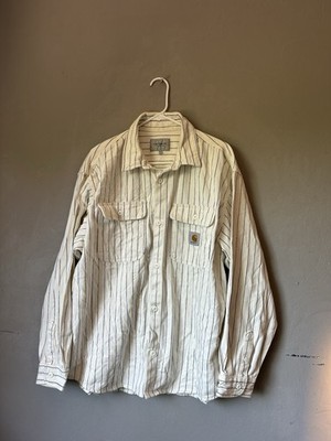 Carhartt WIP Work In Progress Striped Cotton Button-Up Shirt Men s L Long Sleeve