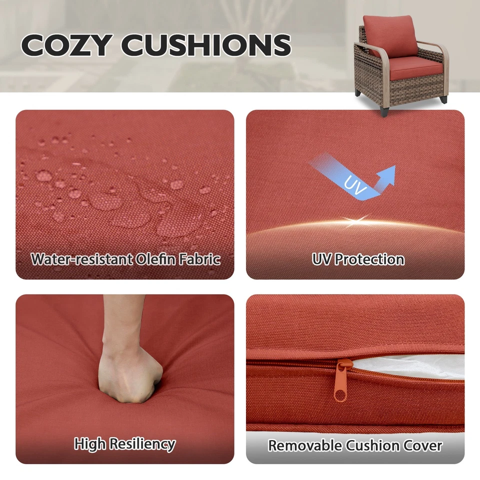 EAGLE PEAK Wicker Outdoor  Curved Armrest Porch Chair with Cushions - Image 2 of 4