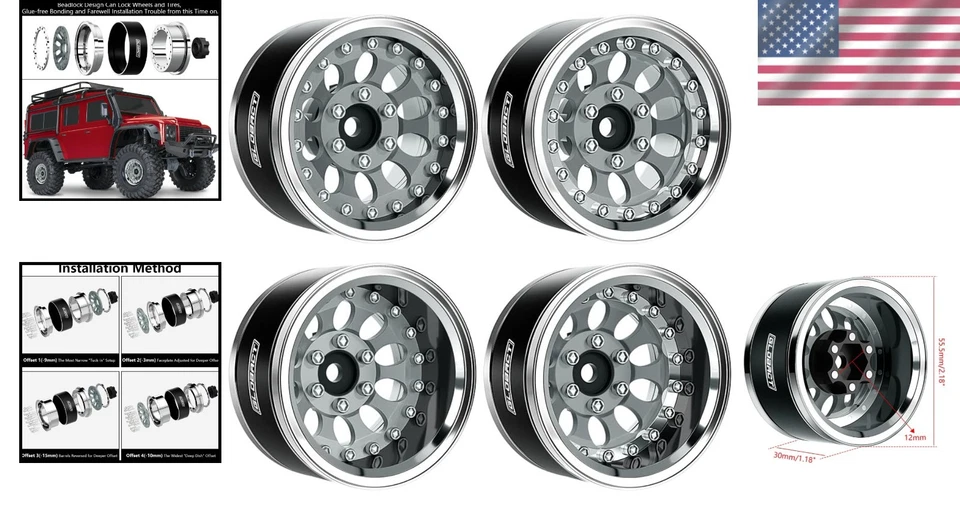 Customizable Beadlock Wheels - 1.9 Inch Aluminum Set for Axial and Redcat RC - Image 2 of 4