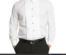 Neil Allyn 2XL Men's Tuxedo Shirt Pleated White Jeweled Buttons