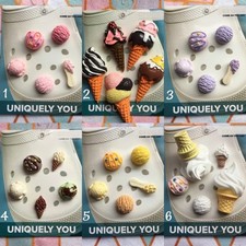 Handmade Shoe Charms 5 Pack Set 3D melted ice cream cone scoop pastel
