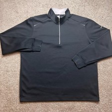 Nike Sweater Mens Large Black Dri-Fit 1/4 Zip Long Sleeve Mock Neck Adult