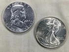 Lot Of (2) Nice Franklin Halves. 1946-P 1959-D. Free Shipping