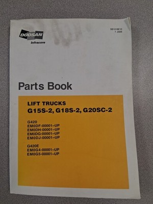 Daewoo Doosan Lift Truck Parts Book G15S-2 G18S-2 G20SC-2 2005 SB1018E10
