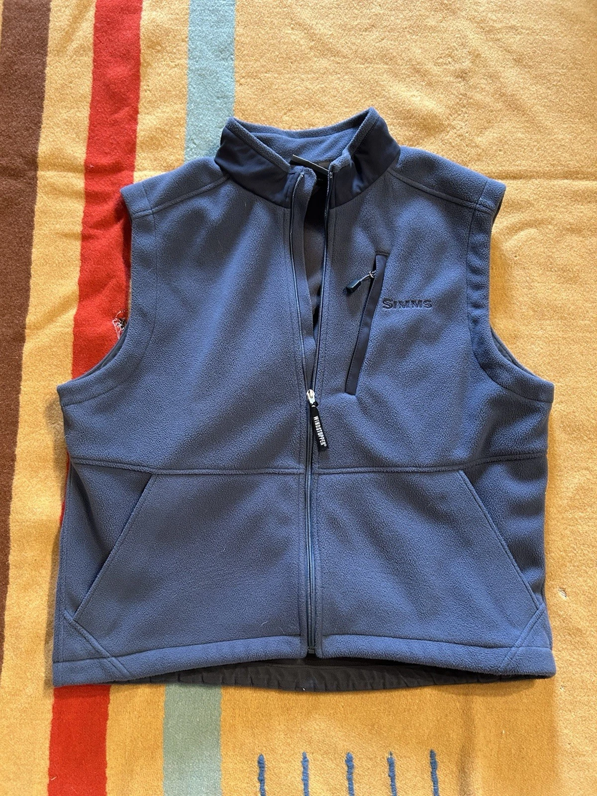 Simms Windstopper Fleece Vest Mens Xl Gray Fishing Made in USA Fast Ship V