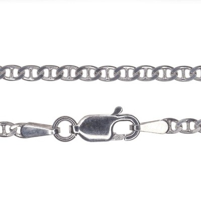 925 Sterling Silver Anchor Chain Necklace – Flat Marina Style, 2mm – Gift  UK