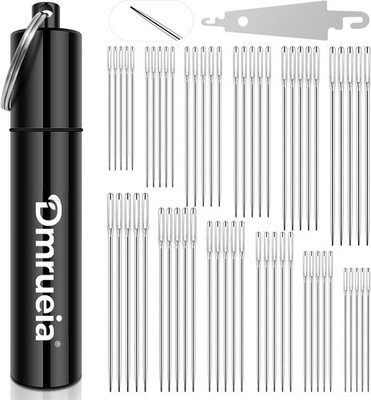 Dmrueia 60 Pcs Large Eye Embroidery Needles, 6 Sizes Hand Sewing silver 