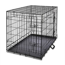 Wire Dog Crate, Double-Door, Divider and Leak-Proof Tray, Metal, Foldable, Durab