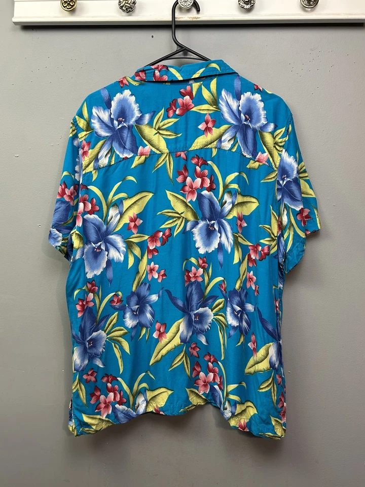 Camisa Jane Ashley Para Hombres 2XL Hawaiana Floral Rayón Abotonada Vacaciones Tropical Foto 2 de 4