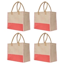 4-Pack Reusable Juco Tote Bags - Daily Use & Promotions – 16" L x 12" H x 7" W